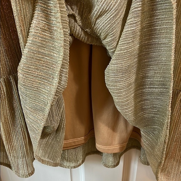 Draper James RSVP Gold Glitter Ruched Ruffle Sleeveless Mini Dress - Size XXL - Picture 7 of 15